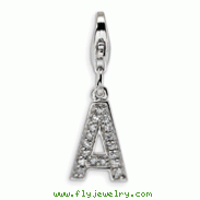 Sterling Silver Cubic Zirconia Letter A With Lobster Clasp Charm