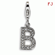 Sterling Silver Cubic Zirconia Letter B With Lobster Clasp Charm