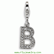 Sterling Silver Cubic Zirconia Letter B With Lobster Clasp Charm