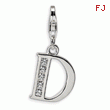 Sterling Silver Cubic Zirconia Letter D With Lobster Clasp Charm