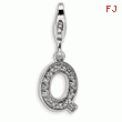 Sterling Silver Cubic Zirconia Letter Q With Lobster Clasp Charm