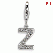 Sterling Silver Cubic Zirconia Letter Z With Lobster Clasp Charm