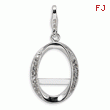 Sterling Silver Cubic Zirconia Oval Photo With Lobster Clasp Charm