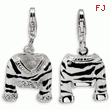 Sterling Silver Cubic Zirconia Polished Enamel Zebra Jacket With Lobster Clasp Charm