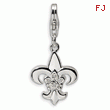 Sterling Silver Cubic Zirconia Polished Fleur de Lis With Lobster Clasp Charm