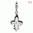 Sterling Silver Cubic Zirconia Polished Fleur De Lis With Lobster Clasp Charm