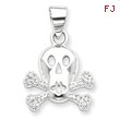 Sterling Silver Cubic Zirconia Skull & Crossbones Pendan