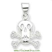 Sterling Silver Cubic Zirconia Skull & Crossbones Pendan