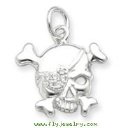 Sterling Silver Cubic Zirconia Skull Charm