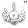 Sterling Silver Cubic Zirconia Skull with Wings Charm