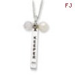 Sterling Silver Cultured Pearl & CZ I Am A Keeper 18in Necklace