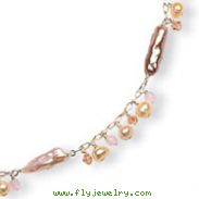 Sterling Silver Cultuter Pearls, Rose Quartz & Peach Crystal Necklace