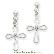 Sterling Silver CZ  Cross Earrings