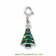 Sterling Silver CZ & Enameled Christmas Tree Charm