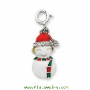 Sterling Silver CZ & Enameled Snowman Charm