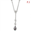 Sterling Silver CZ & Grey Freshwater Pearl Necklace chain