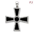 Sterling Silver CZ & Onyx Cross Pendant