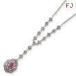 Sterling Silver CZ And Pink CZ Fancy Necklace