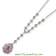 Sterling Silver CZ And Pink CZ Fancy Necklace