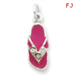 Sterling Silver CZ and Pink Enameled Flip Flop Charm