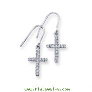 Sterling Silver CZ Cross Earrings