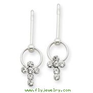 Sterling Silver CZ Cross Earrings