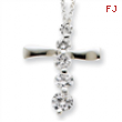 Sterling Silver CZ Cross Journey Necklace chain