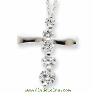 Sterling Silver CZ Cross Journey Necklace chain