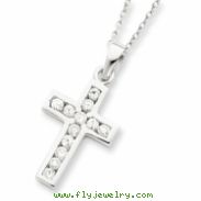 Sterling Silver CZ Cross on 16 Box Chain Necklace chain