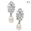 Sterling Silver CZ Cultured Pearl Omega Back Earrings