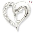 Sterling Silver CZ Dolphin Heart Slide