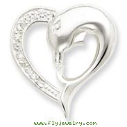 Sterling Silver CZ Dolphin Heart Slide