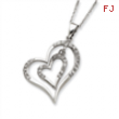 Sterling Silver CZ Double Heart Necklace chain