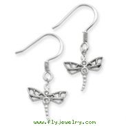 Sterling Silver CZ Dragonfly Post Earrings