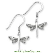 Sterling Silver CZ Dragonfly Post Earrings
