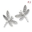 Sterling Silver CZ Dragonfly Post Earrings