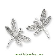 Sterling Silver CZ Dragonfly Post Earrings