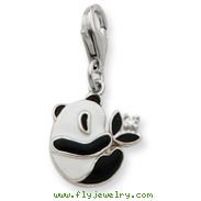 Sterling Silver CZ Enamel Panda Charm