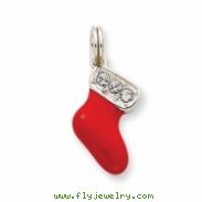 Sterling Silver CZ Enamel Stocking Charm