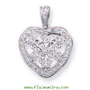 Sterling Silver CZ Fancy Heart Pendant