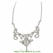 Sterling Silver CZ Fancy Scroll 17in w/2in ext Necklace chain