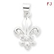 Sterling Silver CZ Fleur de lis Pendant