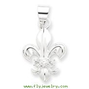 Sterling Silver CZ Fleur de lis Pendant