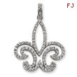 Sterling Silver CZ Fleur-de-lis Pendant