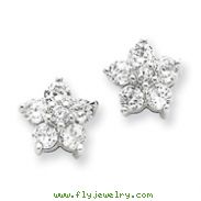 Sterling Silver CZ Flower Post Earrings