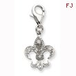 Sterling Silver CZ Fluer de lis Charm