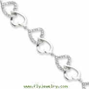 Sterling Silver CZ Heart Bracelet