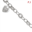 Sterling Silver CZ Heart Dangle Bracelet