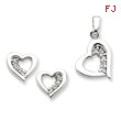 Sterling Silver CZ Heart Earring & Pendant Set