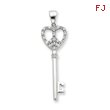 Sterling Silver CZ Heart Key Pendant